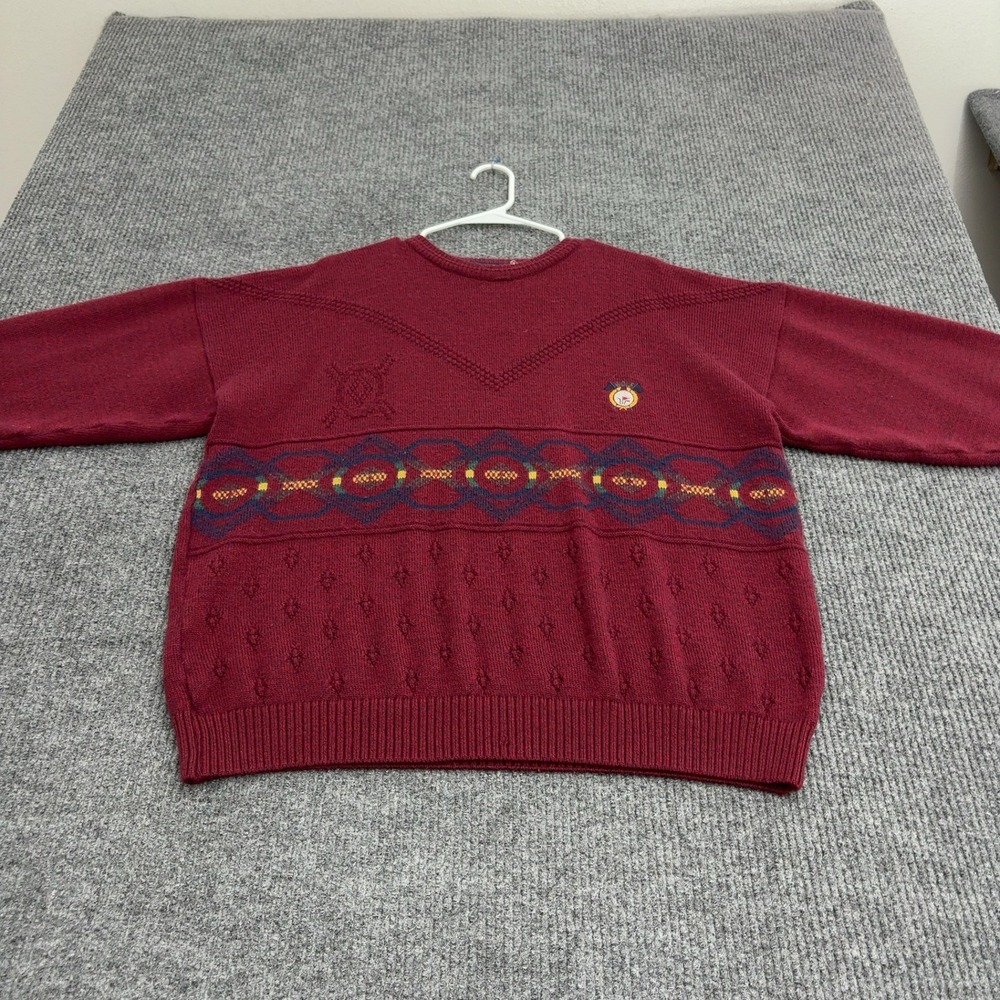Vintage Blarney Woollen Mills Sweater Mens XL Burgundy Wool Blend Golf Retro